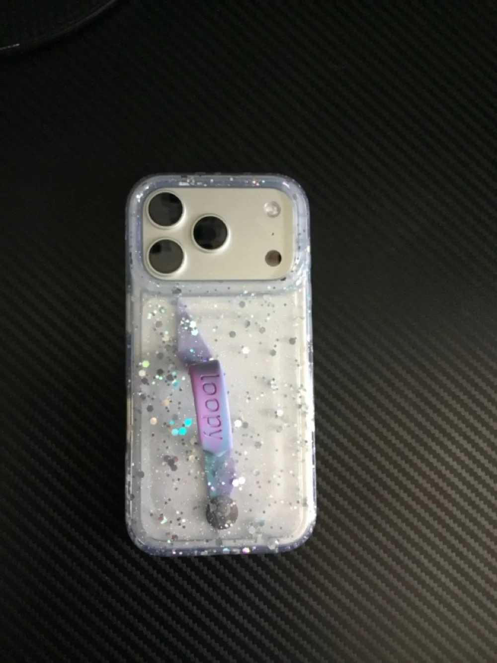 Loopy Case Clear Glitter Phone Case with Lavender Loopy Strap - Picture 2 of 2